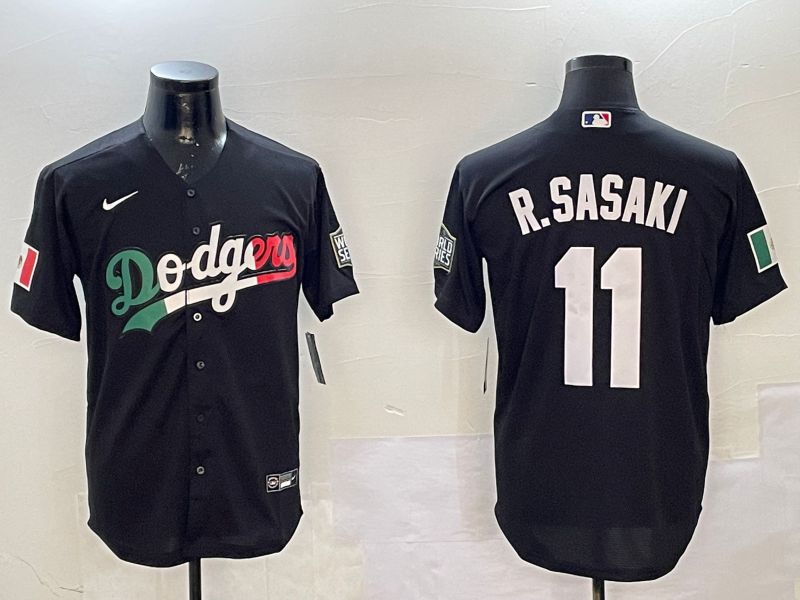 Men Los Angeles Dodgers #11 R.Sasaki Black Fashion Game 2025 Nike MLB Jersey style 2